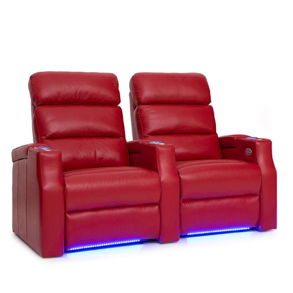 Barcalounger Matrix Leather Home Theater Seating Power Recline - Row of 2, Red