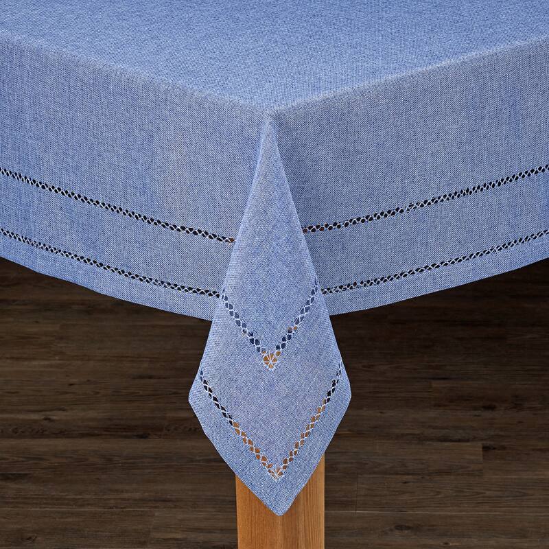 Hemstitch Tablecloth Collection - Blue-60x104