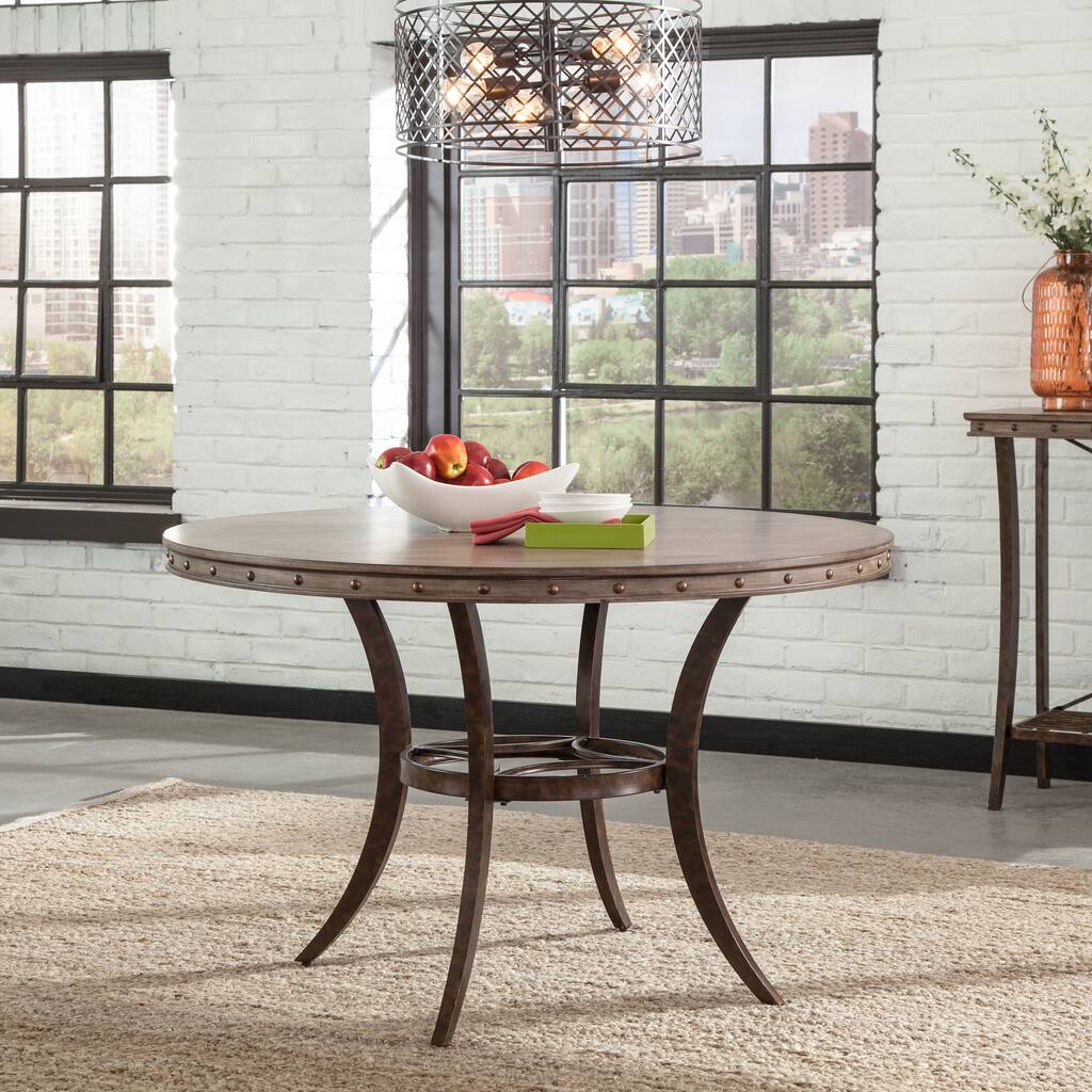 Hillsdales Furniture Emmons Washed Grey Round Dining Table