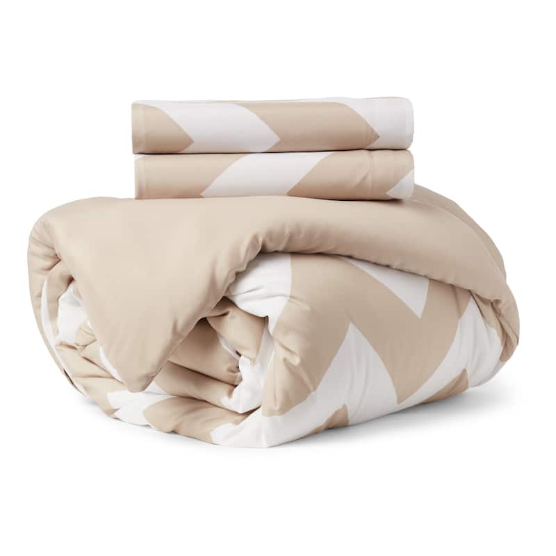 7-piece Beige Chevron Comforter Set