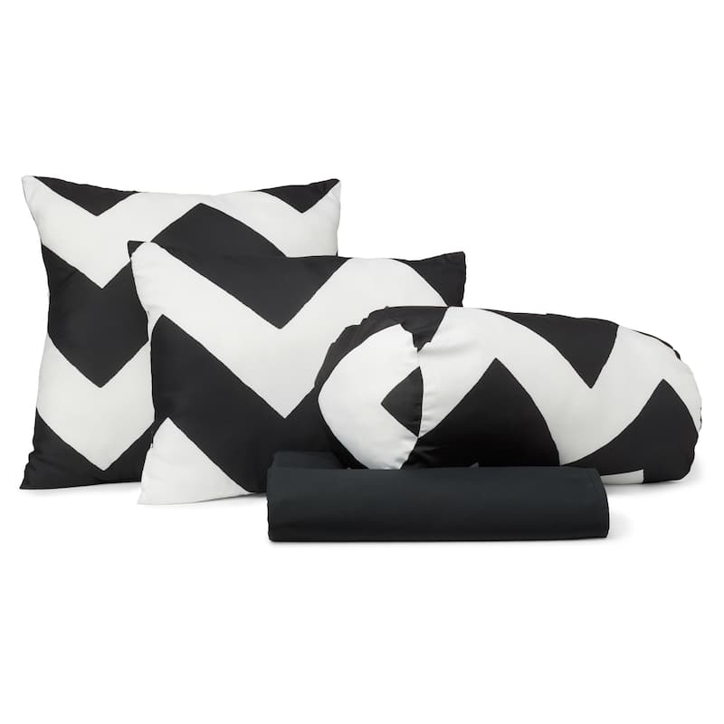 7-piece Beige Chevron Comforter Set