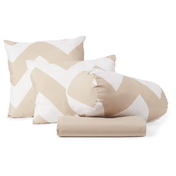 7-piece Beige Chevron Comforter Set