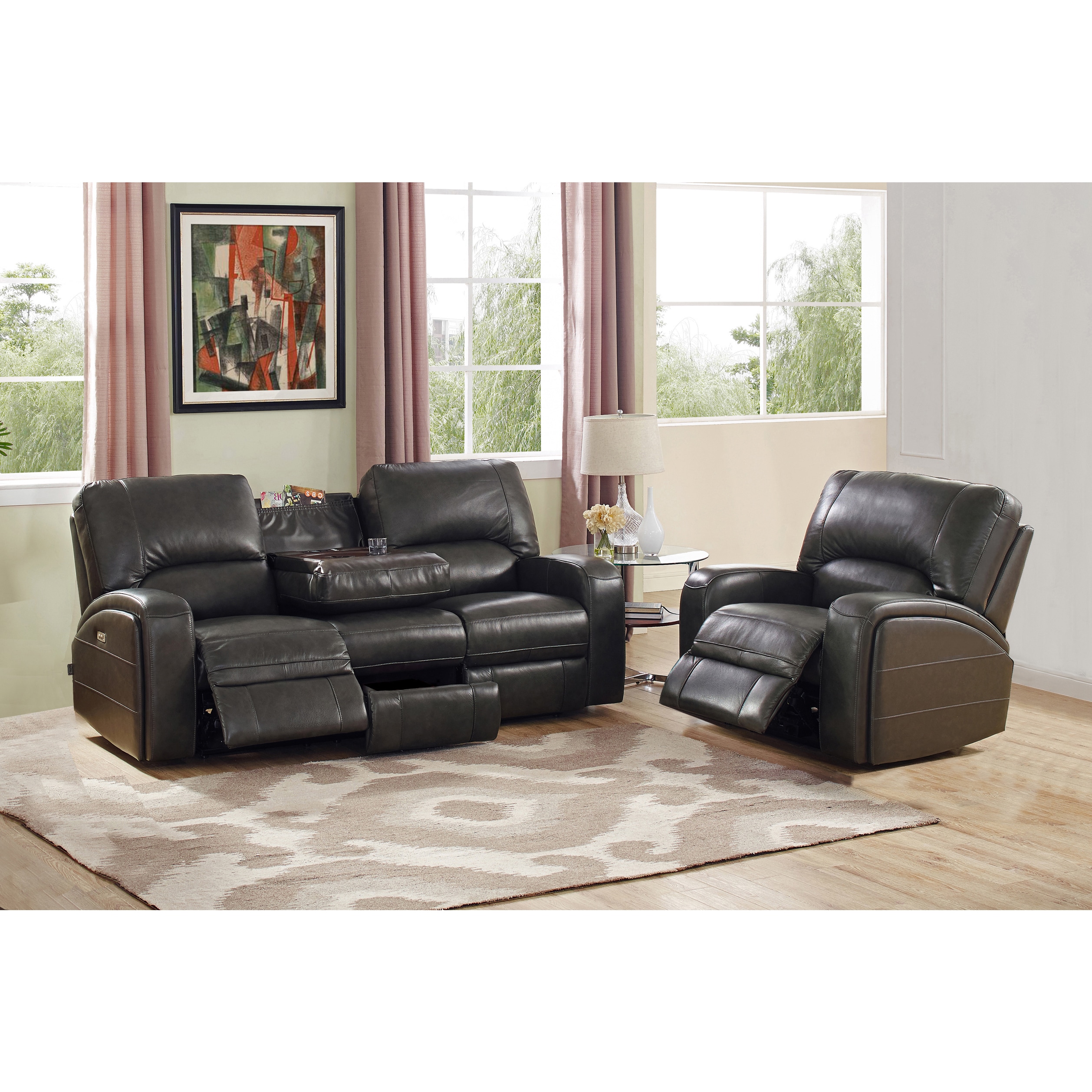 Hydeline by Amax Newcastle Top Grain Leather Power Reclining Sofa