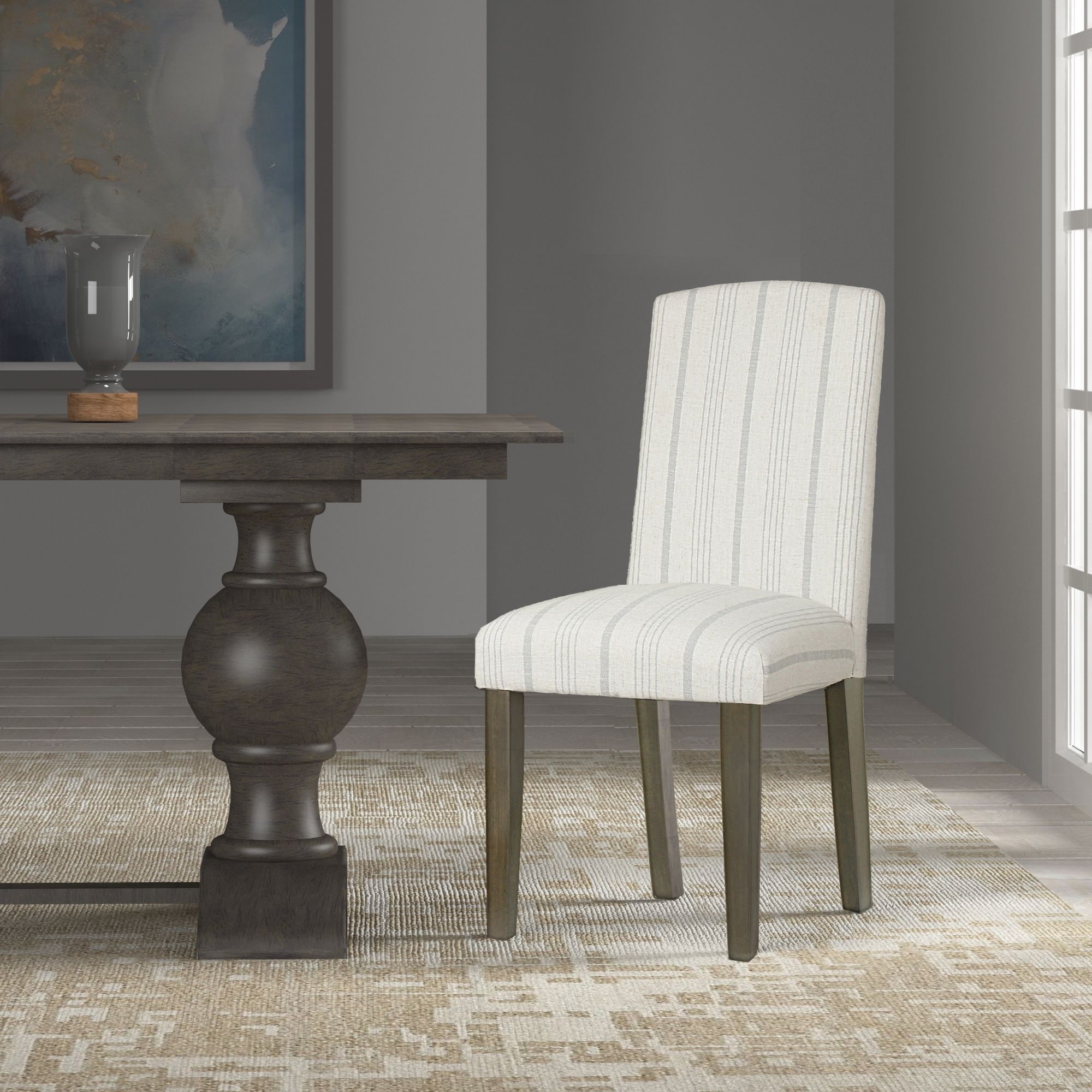 grey stripe dining chairs