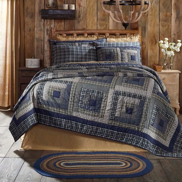 Shop Blue Rustic Bedding Vhc Columbus Quilt Cotton Patchwork