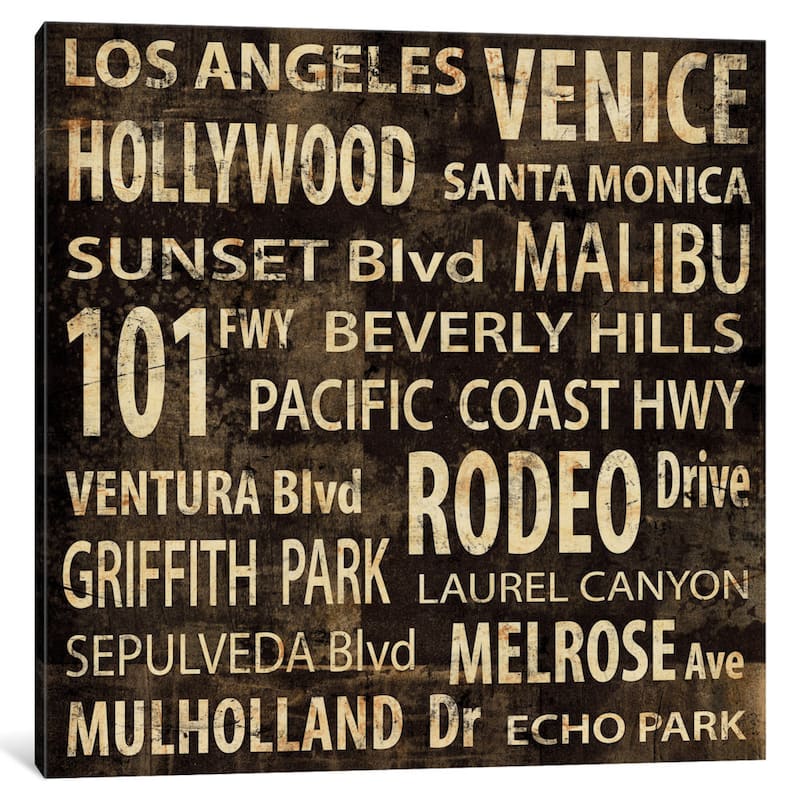 iCanvas LA In Words by Luke Wilson Canvas Print