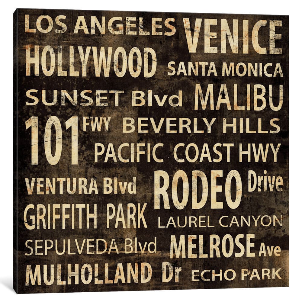 iCanvas LA In Words by Luke Wilson Canvas Print