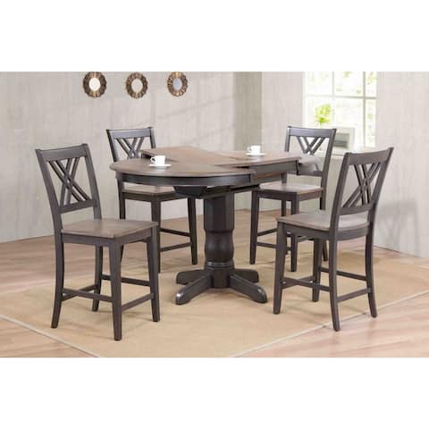 Iconic Furniture Company 42x42"x60 Antiqued Caramel/Biscotti Double X- Back Counter Height 5-Piece Dining Set
