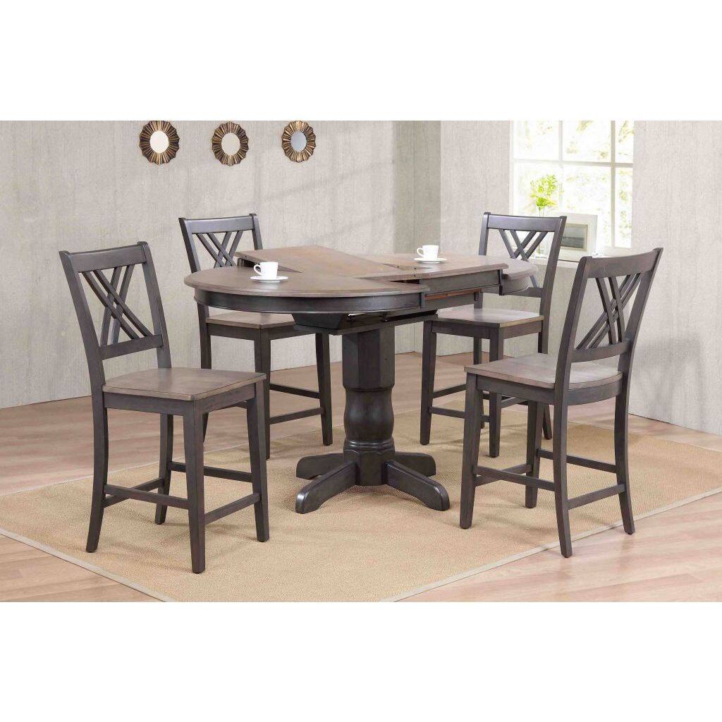 Antiqued Caramel/Biscotti Double X- Back Counter Height 5-Piece Dining Set