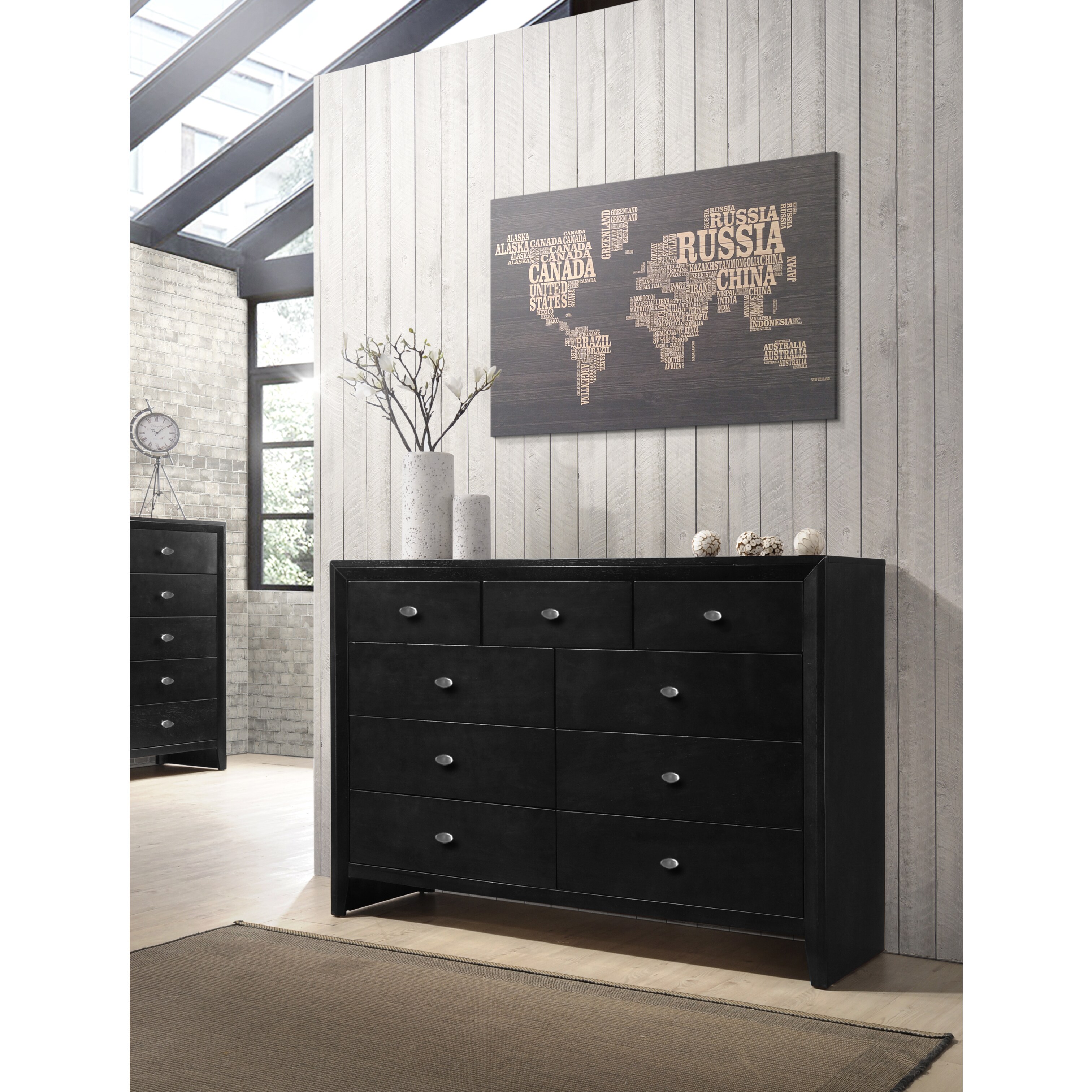 Shop Gloria 350 Black Finish Wood 9 Drawers Dresser Free