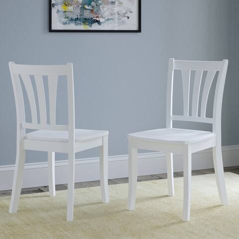 CorLiving Dillon White Solid Wood Curved Vertical Slat Design Dining Chairs (Set of 2)