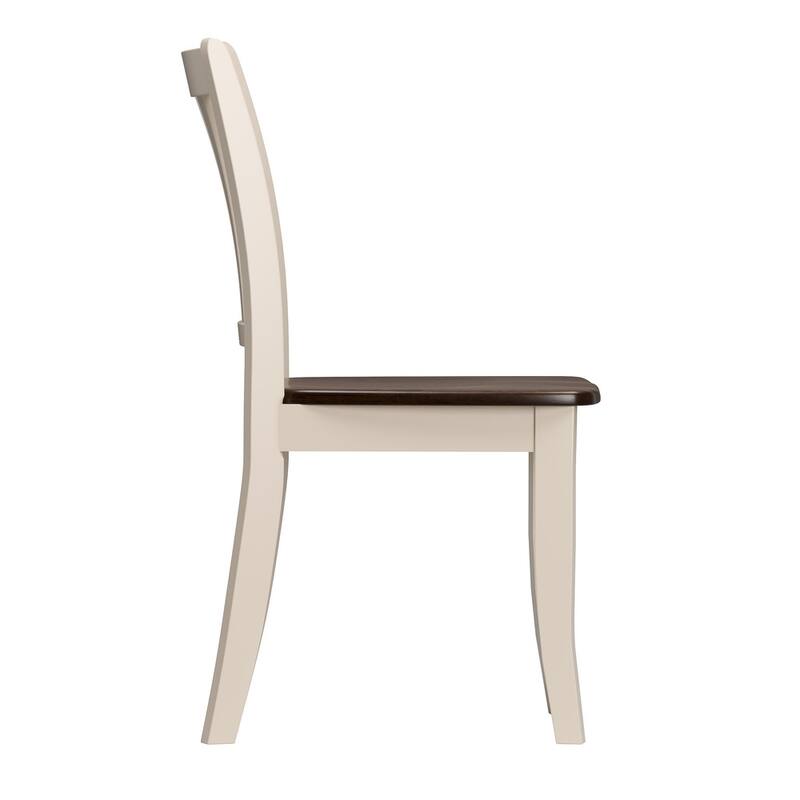 Set of 2 Dillon Solid Wood Dining Chairs Cream/Brown