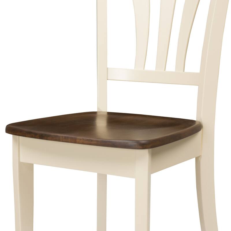 Set of 2 Dillon Solid Wood Dining Chairs Cream/Brown