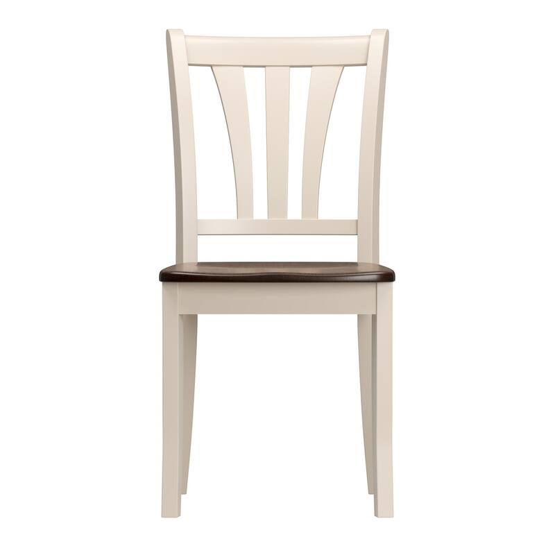 Set of 2 Dillon Solid Wood Dining Chairs Cream/Brown