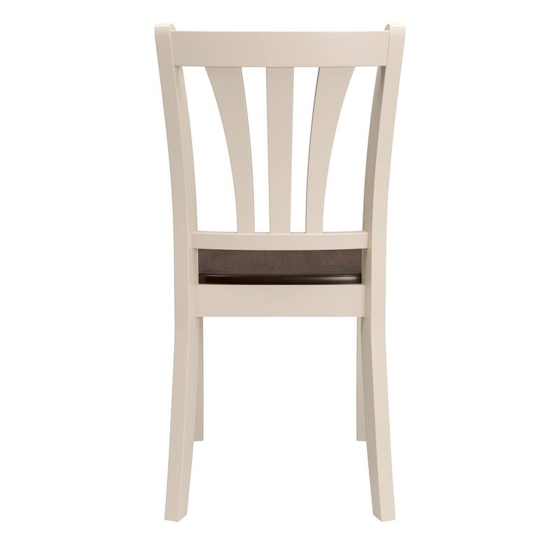 Set of 2 Dillon Solid Wood Dining Chairs Cream/Brown
