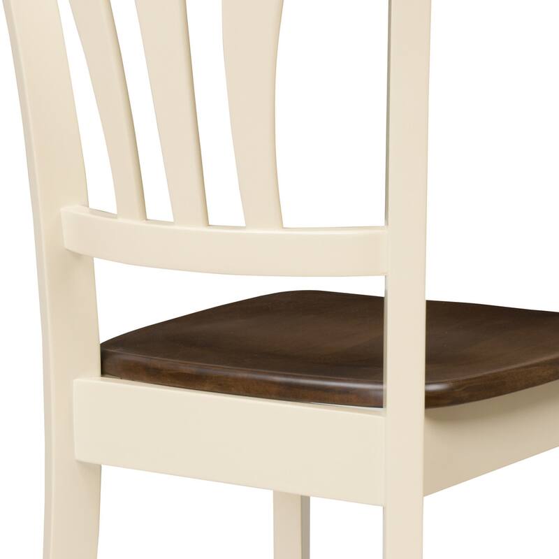 Set of 2 Dillon Solid Wood Dining Chairs Cream/Brown