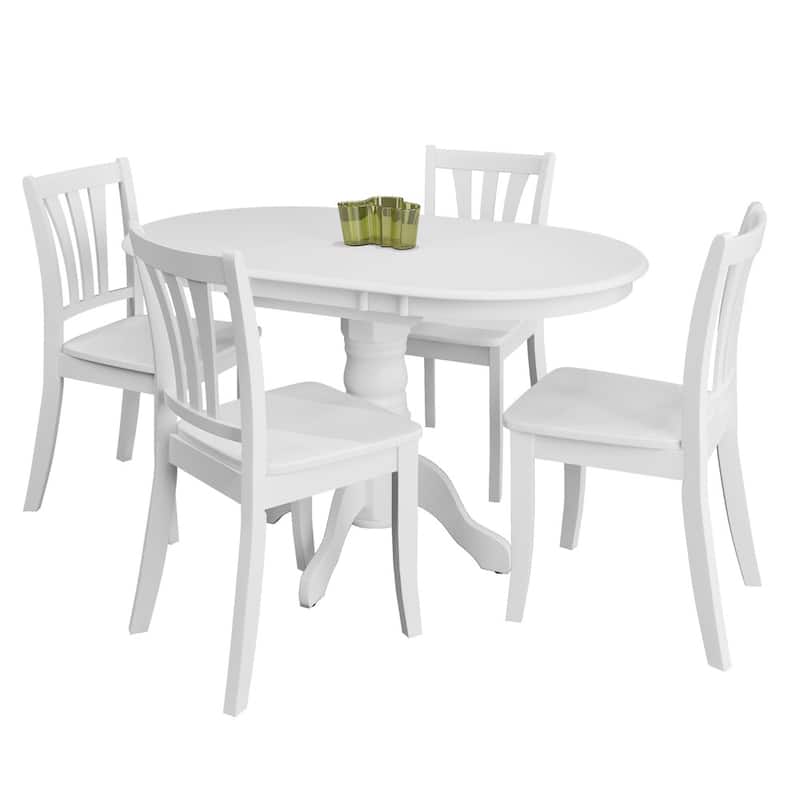 5-piece Dillon White Wood Extendable Dining Set