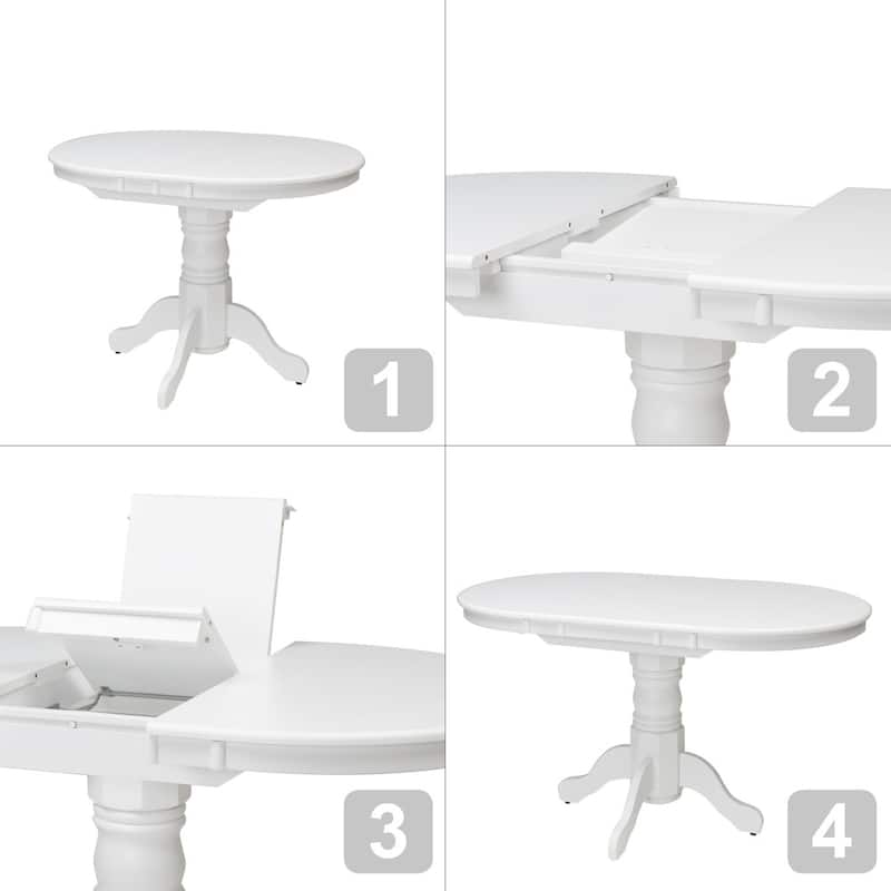 5-piece Dillon White Wood Extendable Dining Set