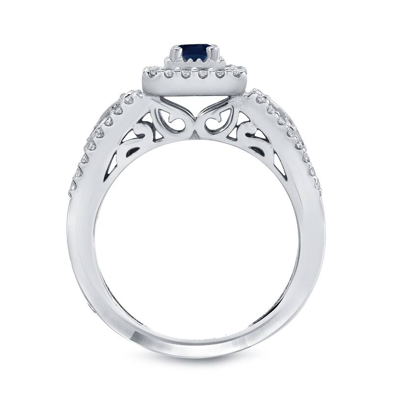 14k Gold 1/4ct Sapphire and 2/5ct TDW Diamond Engagement Ring Set by Auriya