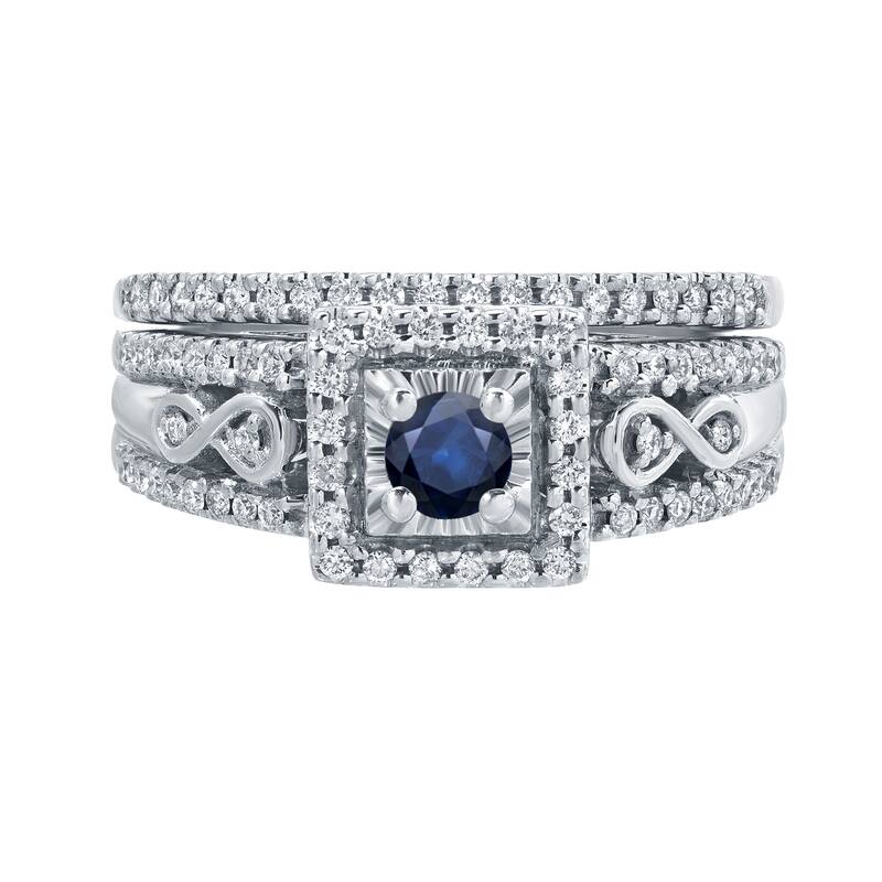 14k Gold 1/4ct Sapphire and 2/5ct TDW Diamond Engagement Ring Set by Auriya