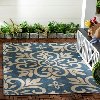 Safavieh Cottage Collection COT942F Light Blue and Beige Indoor Outdoor Area Rug 33 x 53