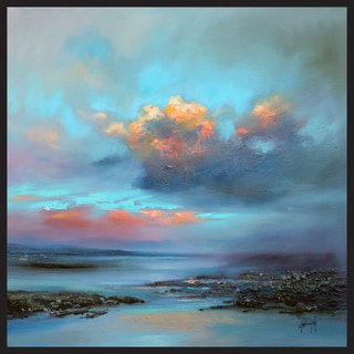 ArtMaison.ca Gallery Wrapped 25.5-Inch by 25.5-Inch Framed Gel Brush Finish Canvas Blue Beach Scott Naismith