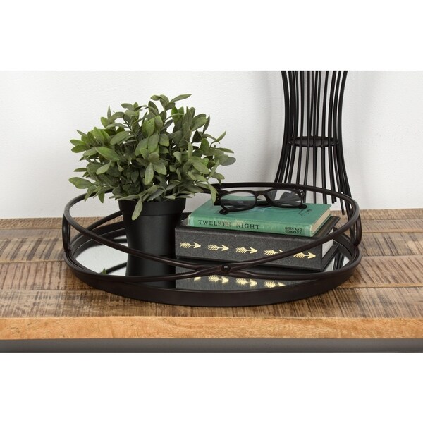 Shop Kate And Laurel Delray Metal Mirrored Round Decorative Tray