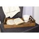 Kate and Laurel Ormond Walnut Wood Decorative Tray with Gold Metal Handles - Thumbnail 3