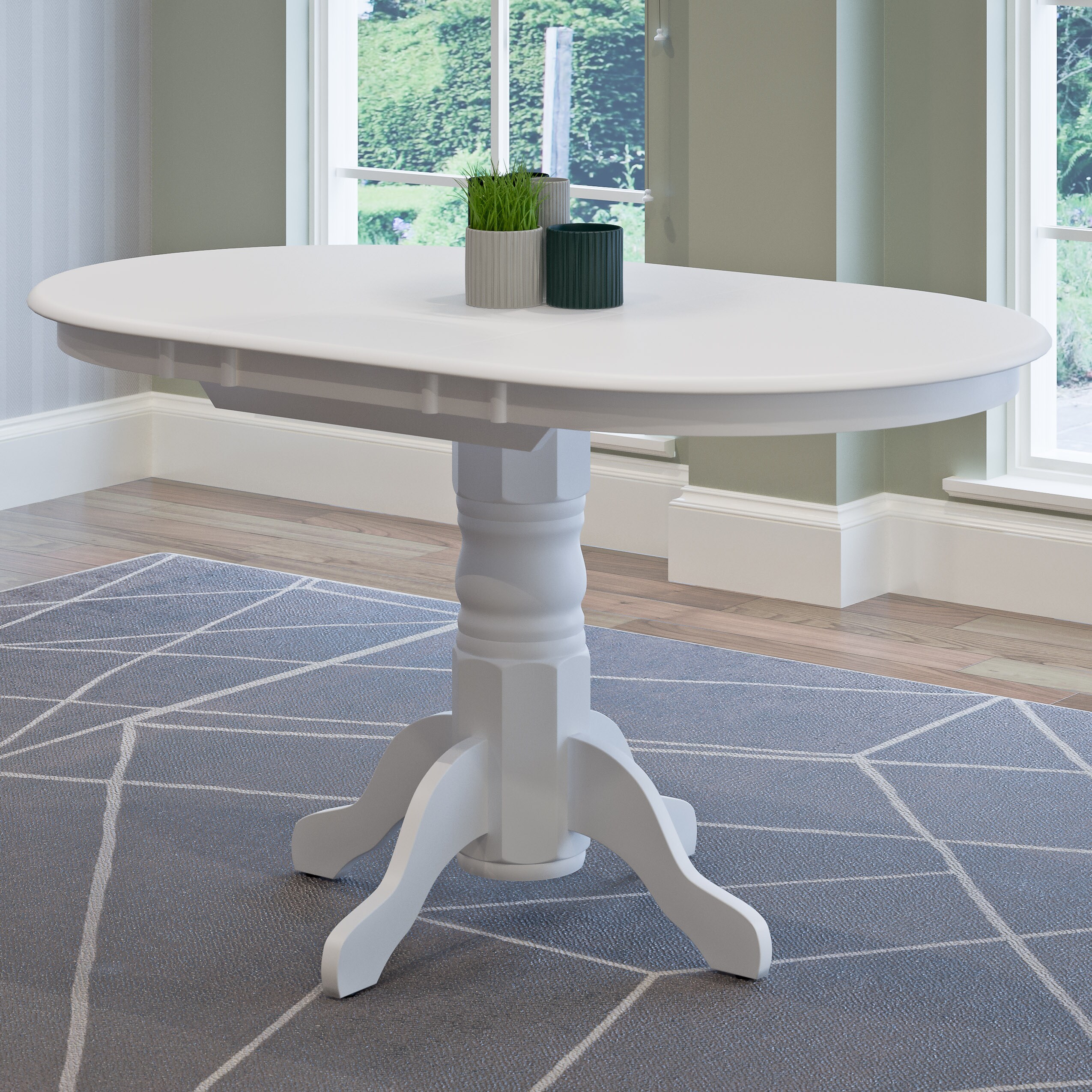The Gray Barn Badger Hill White Extendable Oval Pedestal Dining Table -  Overstock - 15439136