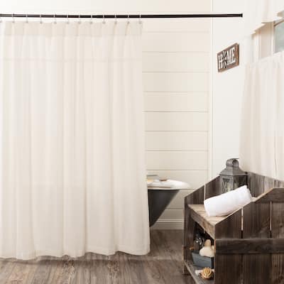 Farmhouse Bath VHC Cotton Burlap Shower Curtain Rod Pocket Cotton Solid Color
