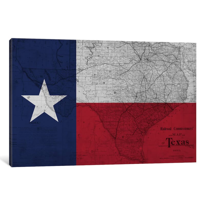iCanvas 'State Flag Overlay Series: Texas (Vintage Map) II' by iCanvas 'Canvas Print