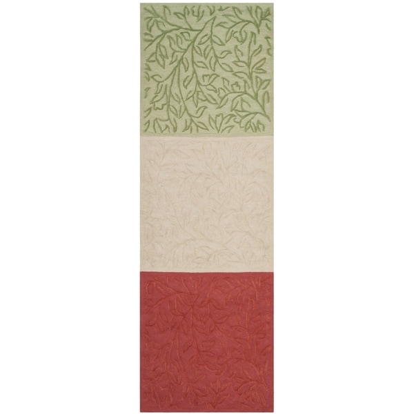 Martha By Safavieh Sprig Orted Green White Cotton Wool Runner Rug 2 X 6