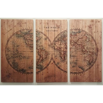 Empire Art - Cartography Fine Art Giclee Printed On Solid Fir Wood Planks