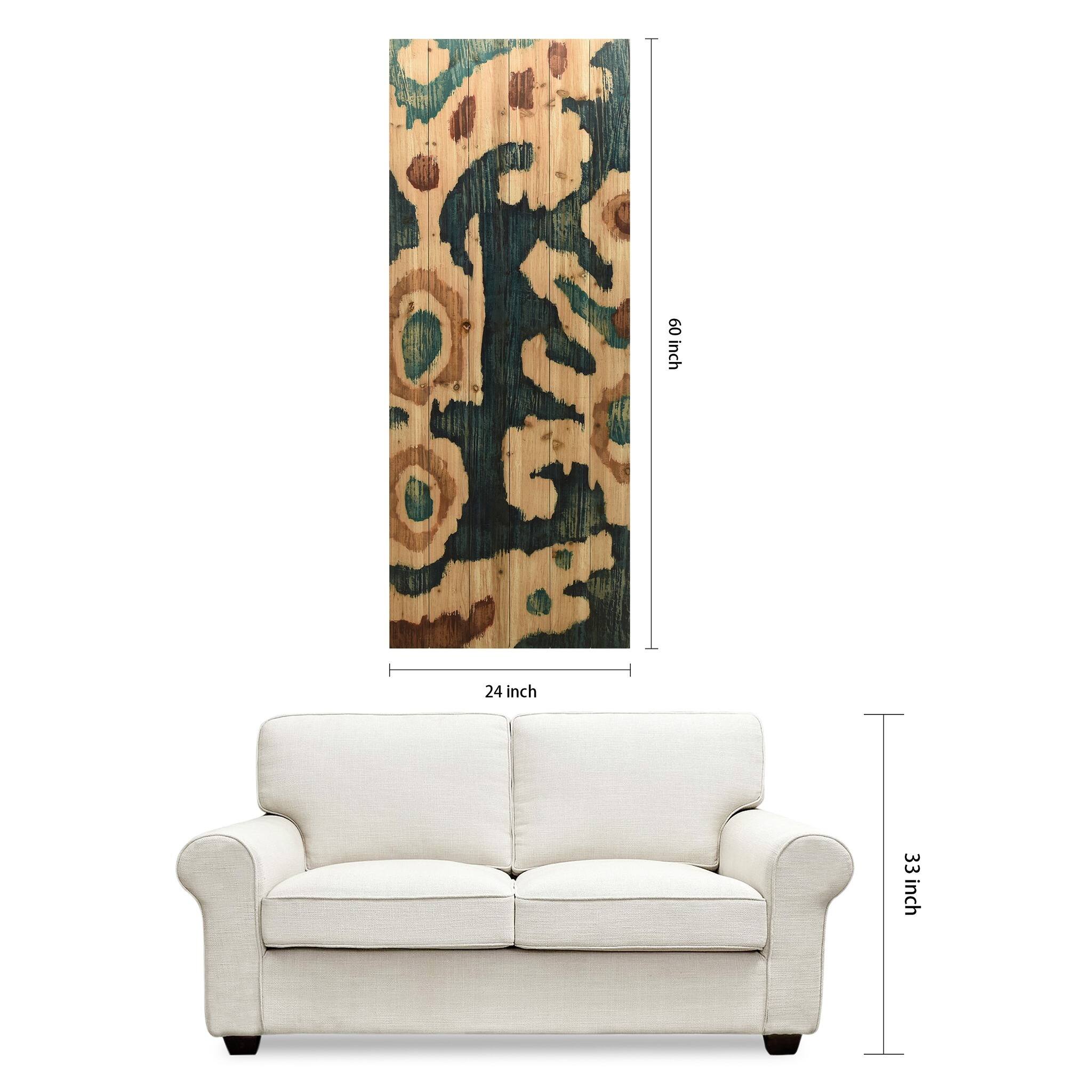 Ocean Ikat Abstract Wall Art Giclee Printed on Solid Fir Wood Planks