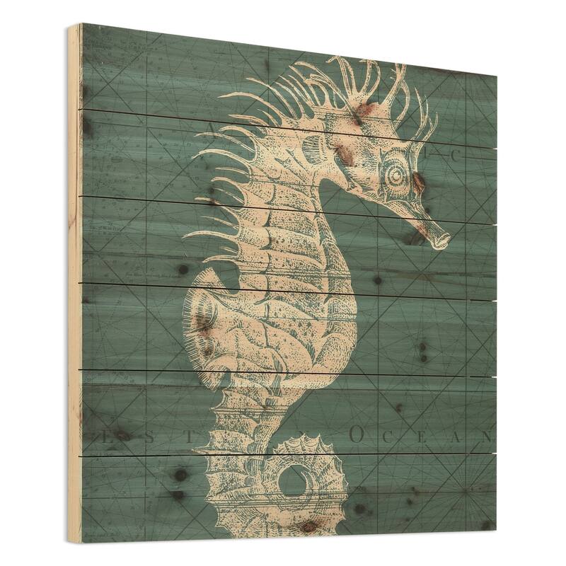 Empire Art - Coastal Menagerie C Fine Art Giclee Printed On Solid Fir Wood Planks