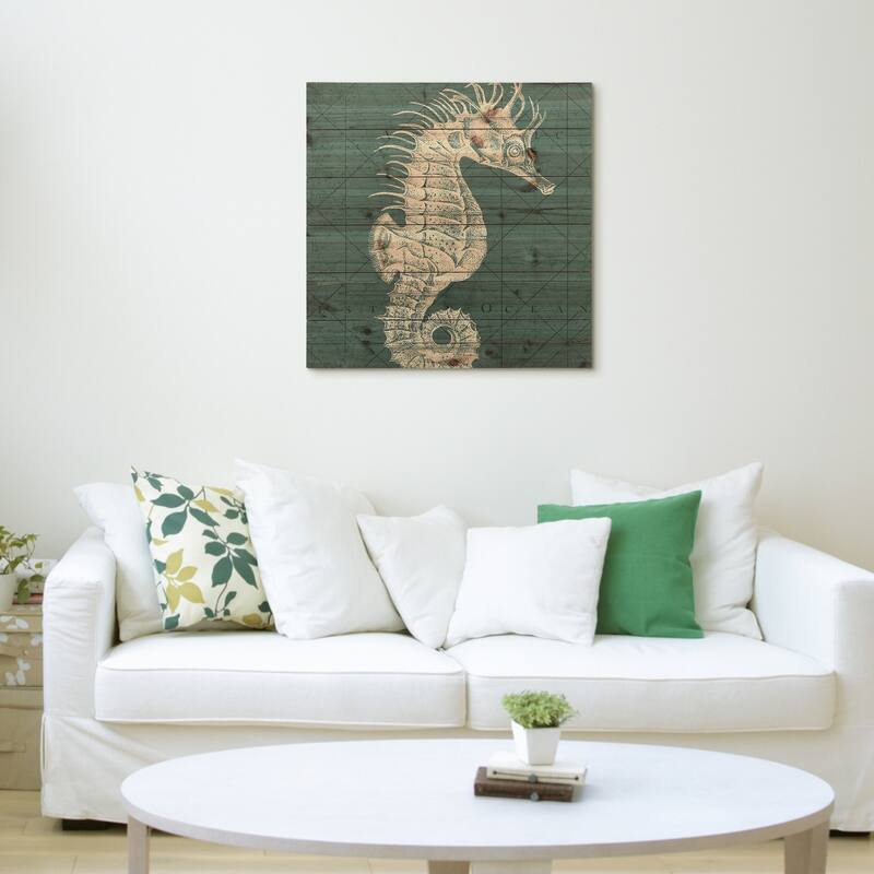 Empire Art - Coastal Menagerie C Fine Art Giclee Printed On Solid Fir Wood Planks