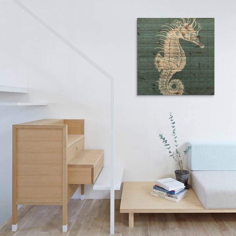 Empire Art - Coastal Menagerie C Fine Art Giclee Printed On Solid Fir Wood Planks