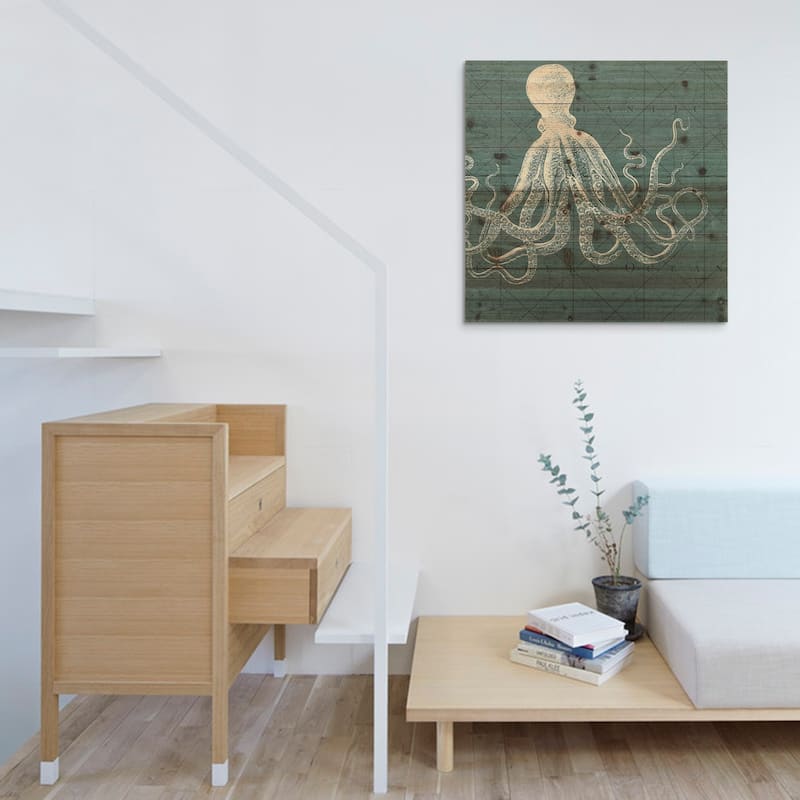 Empire Art - Coastal Menagerie B Fine Art Giclee Printed On Solid Fir Wood Planks