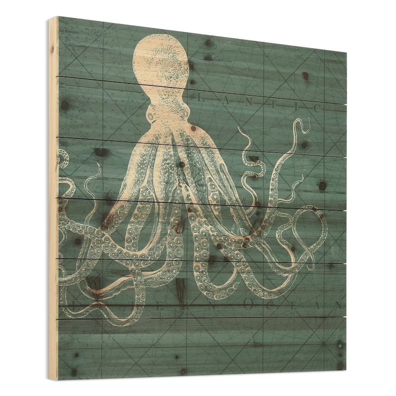 Empire Art - Coastal Menagerie B Fine Art Giclee Printed On Solid Fir Wood Planks