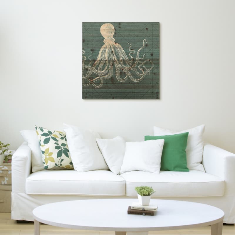 Empire Art - Coastal Menagerie B Fine Art Giclee Printed On Solid Fir Wood Planks