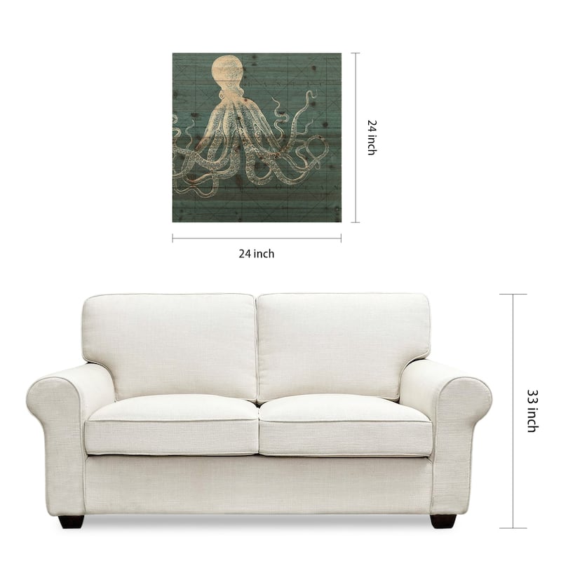 Empire Art - Coastal Menagerie B Fine Art Giclee Printed On Solid Fir Wood Planks