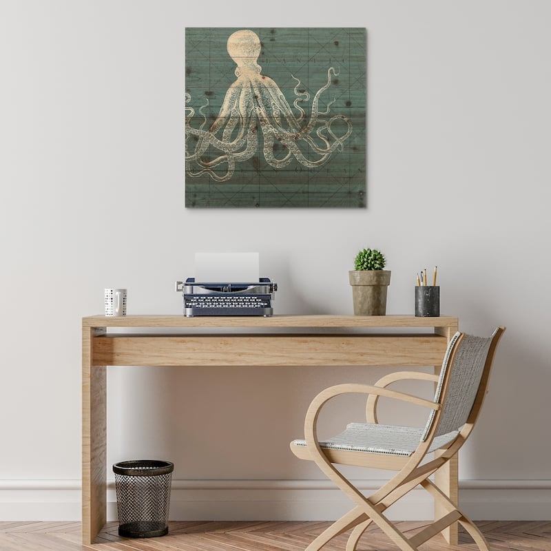 Empire Art - Coastal Menagerie B Fine Art Giclee Printed On Solid Fir Wood Planks