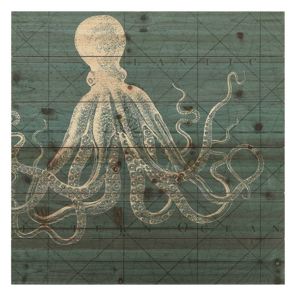 Empire Art - Coastal Menagerie B Fine Art Giclee Printed On Solid Fir Wood Planks