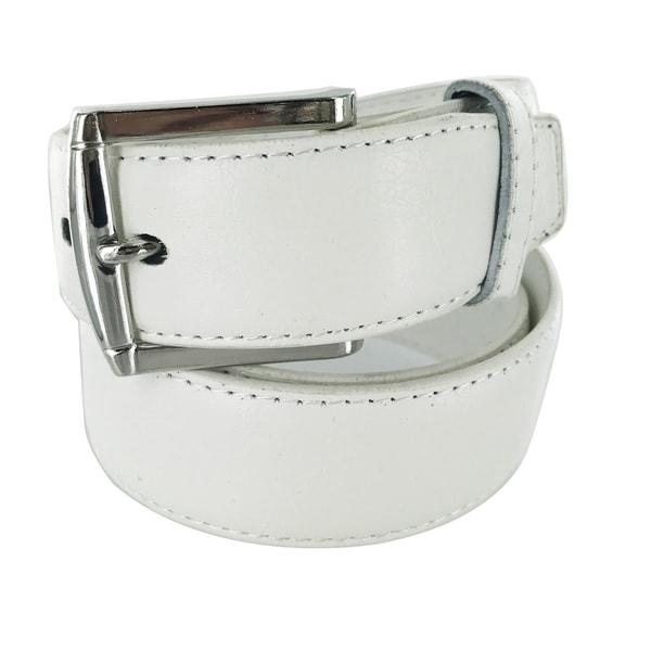 Shop Faddism Men&#39;s Genuine Leather White Belt Squared Silver Buckle - Free Shipping On Orders ...