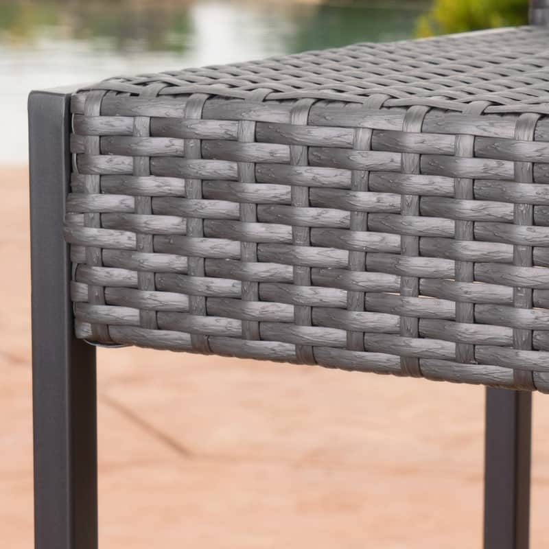 Conway Outdoor Wicker Barstool (Set of 2) by Christopher Knight Home