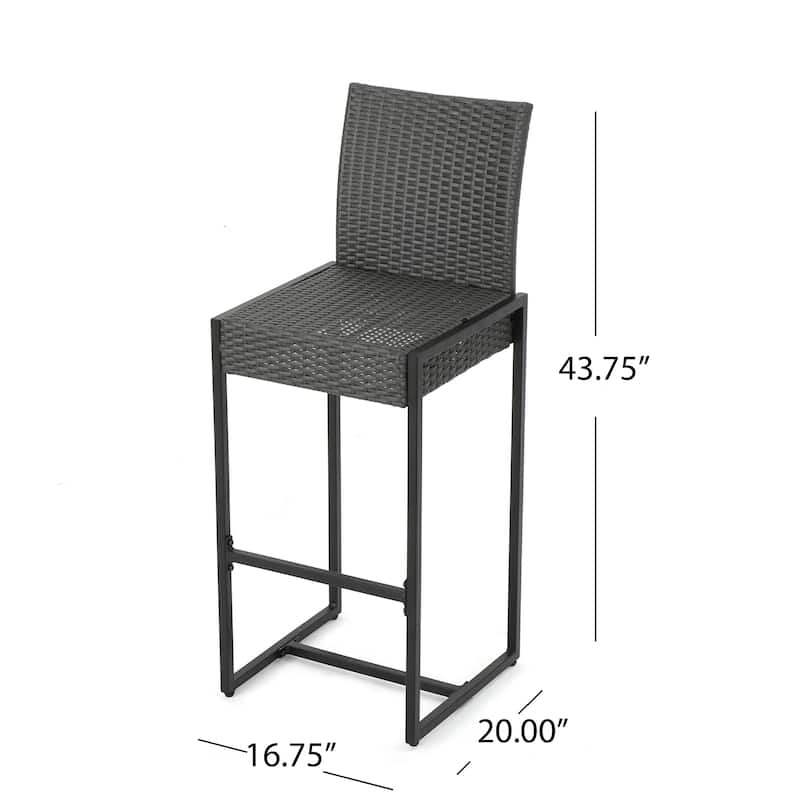 Conway Outdoor Wicker Barstools (Set of 4) by Christopher Knight Home