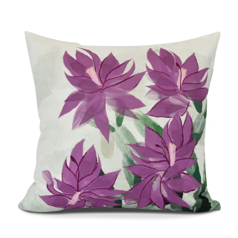 Christmas Cactus, Floral Print Outdoor Pillow