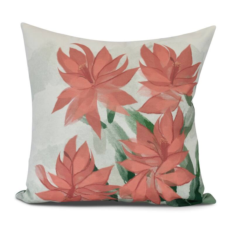 Christmas Cactus, Floral Print Outdoor Pillow