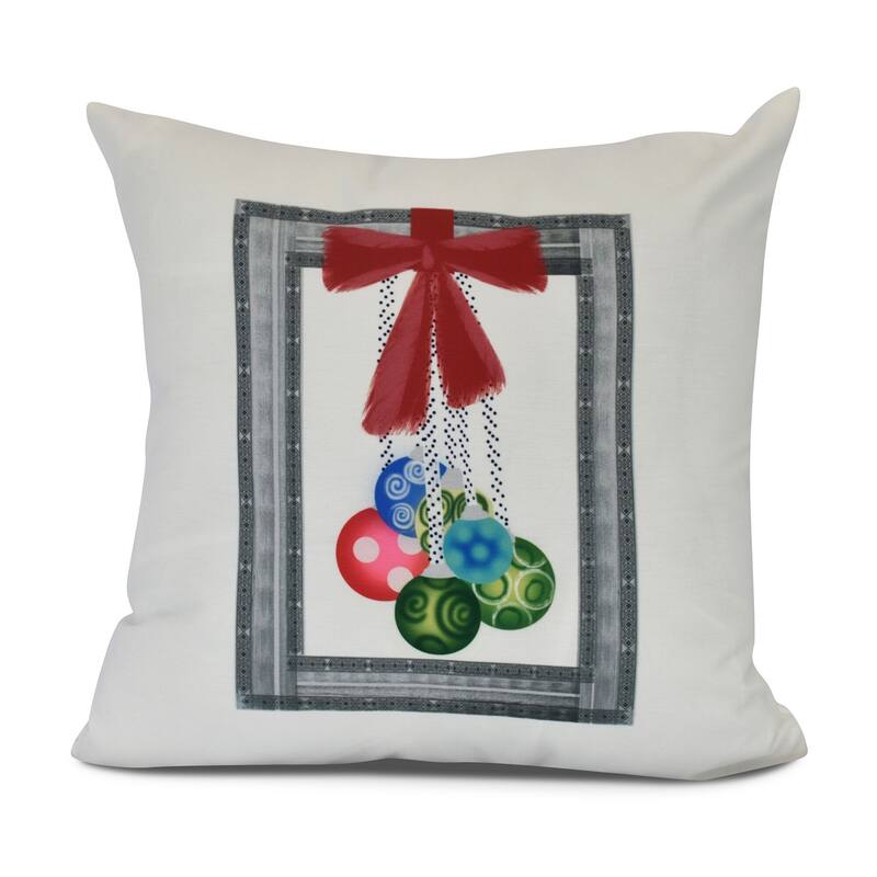Frame It Up, Christmas Indoor/Outdoor Throw Pillow - 16" x 16" - Grey