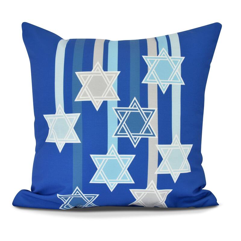 Shooting Stars, Hanukkah Indoor/Outdoor Throw Pillow - 16" x 16" - Blue